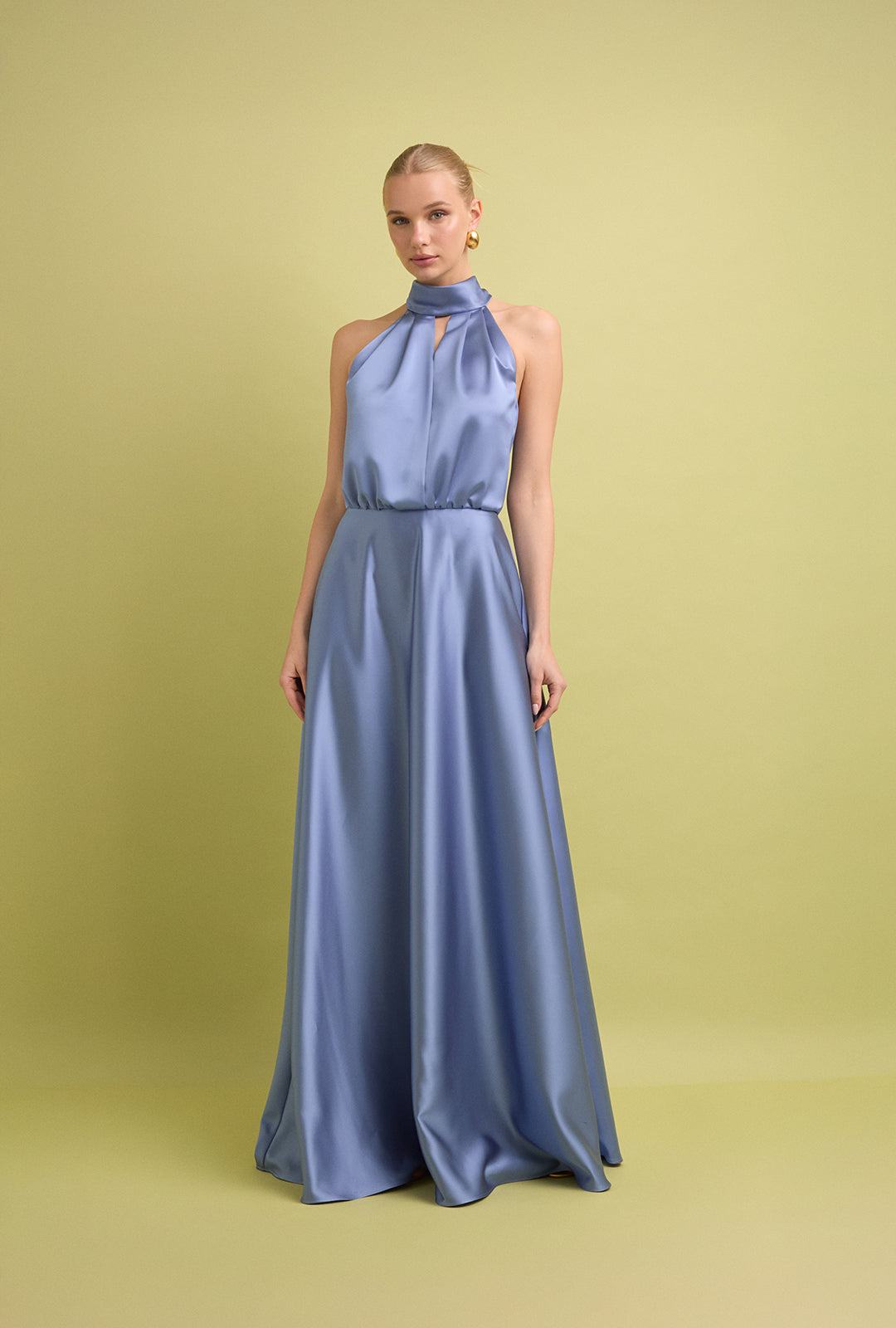 Open-Back Flowing Dress with Long Ties