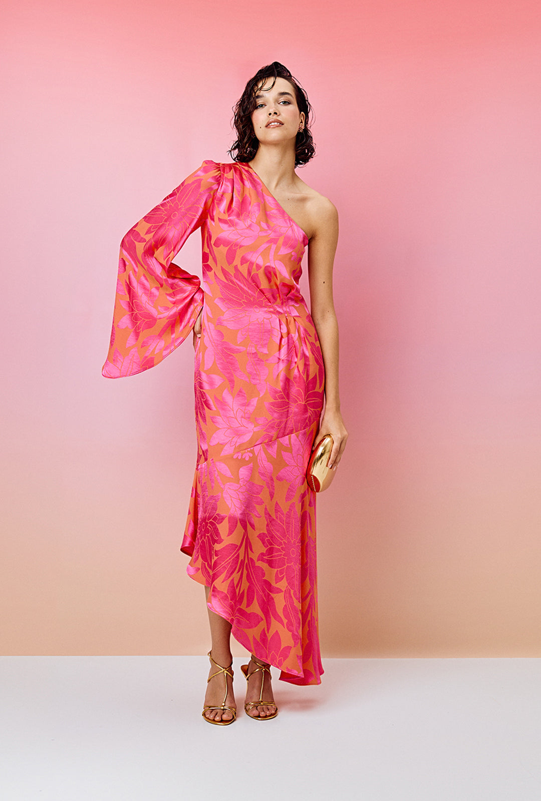 Asymmetric Floral Print Dress