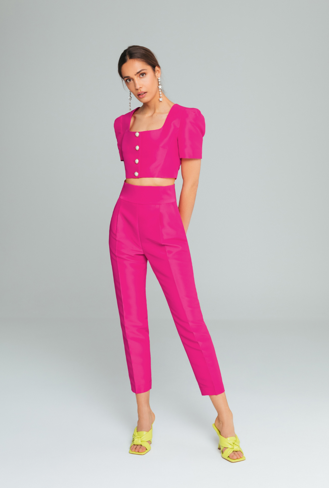 High-Waisted Structured Trousers
