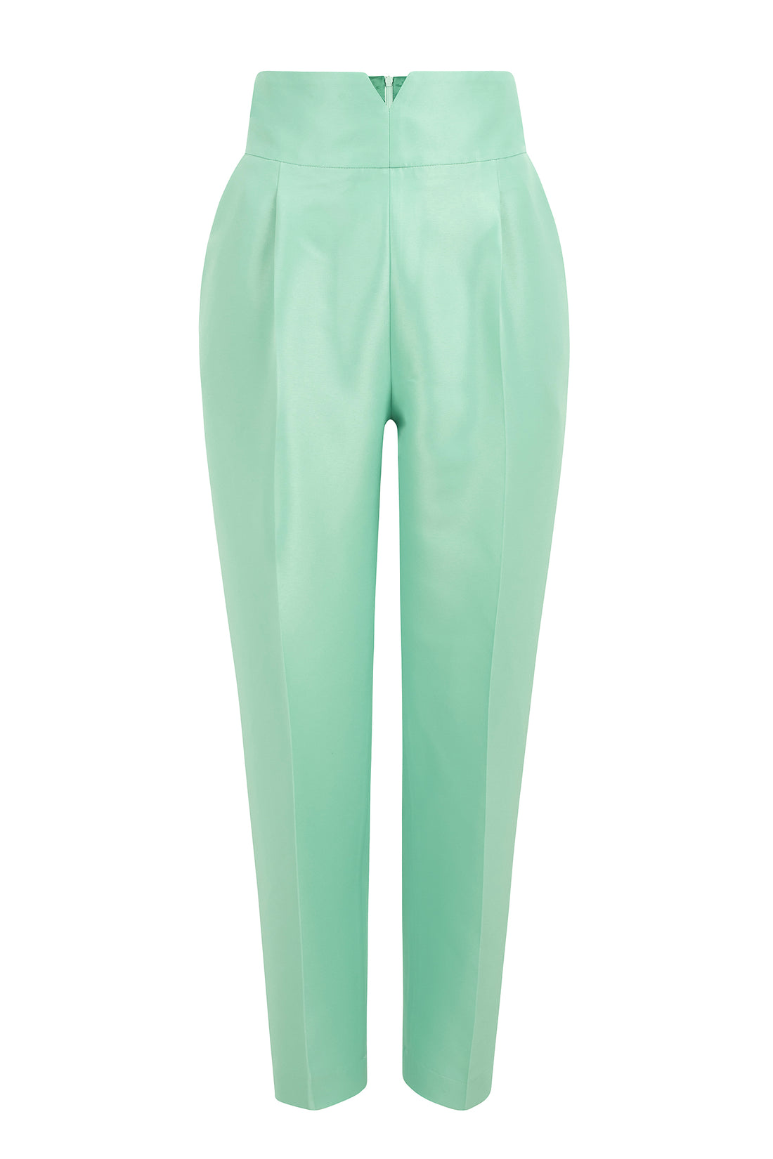 High-Waisted Structured Trousers with V-Detail