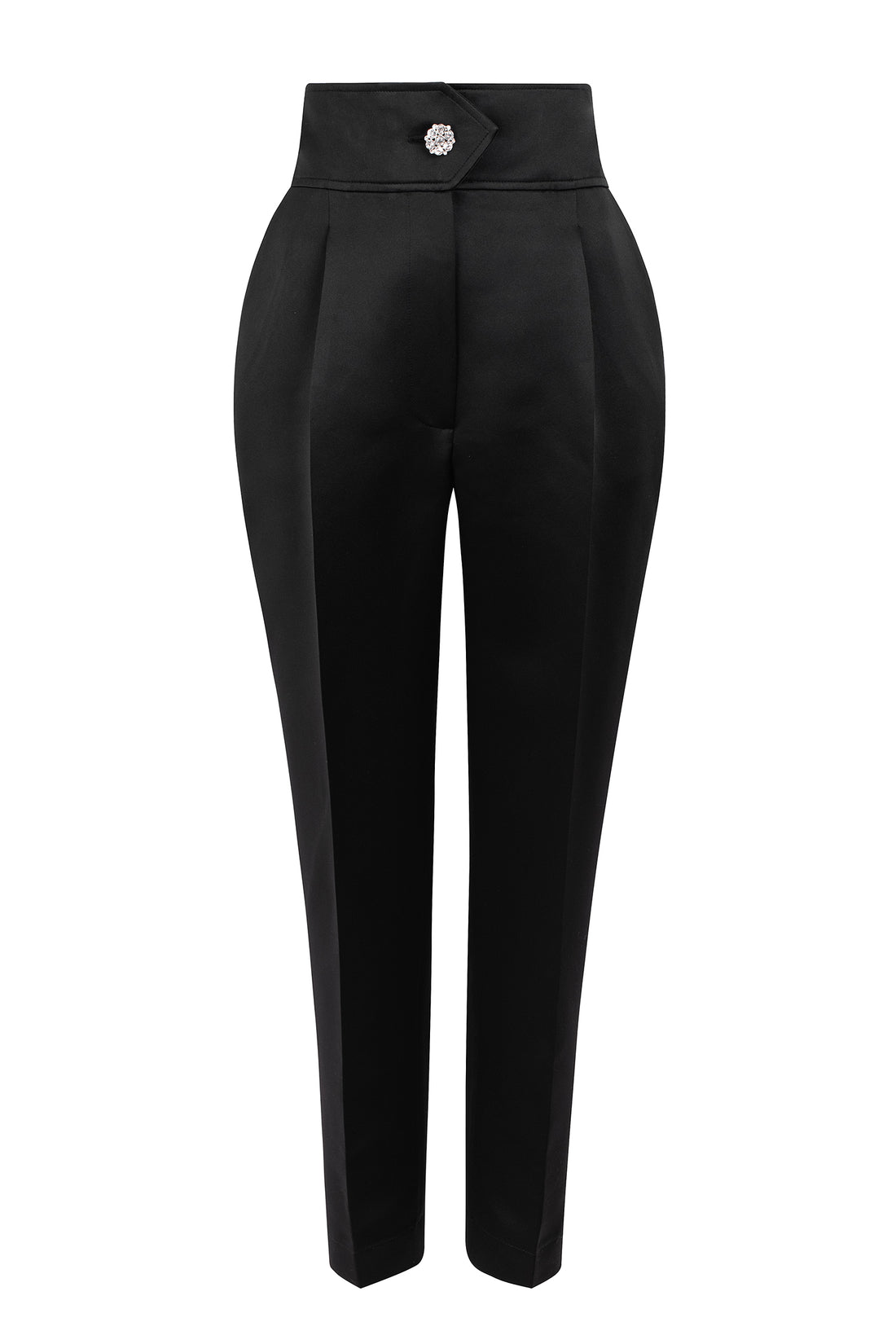 Structured Trousers with Jewel Button