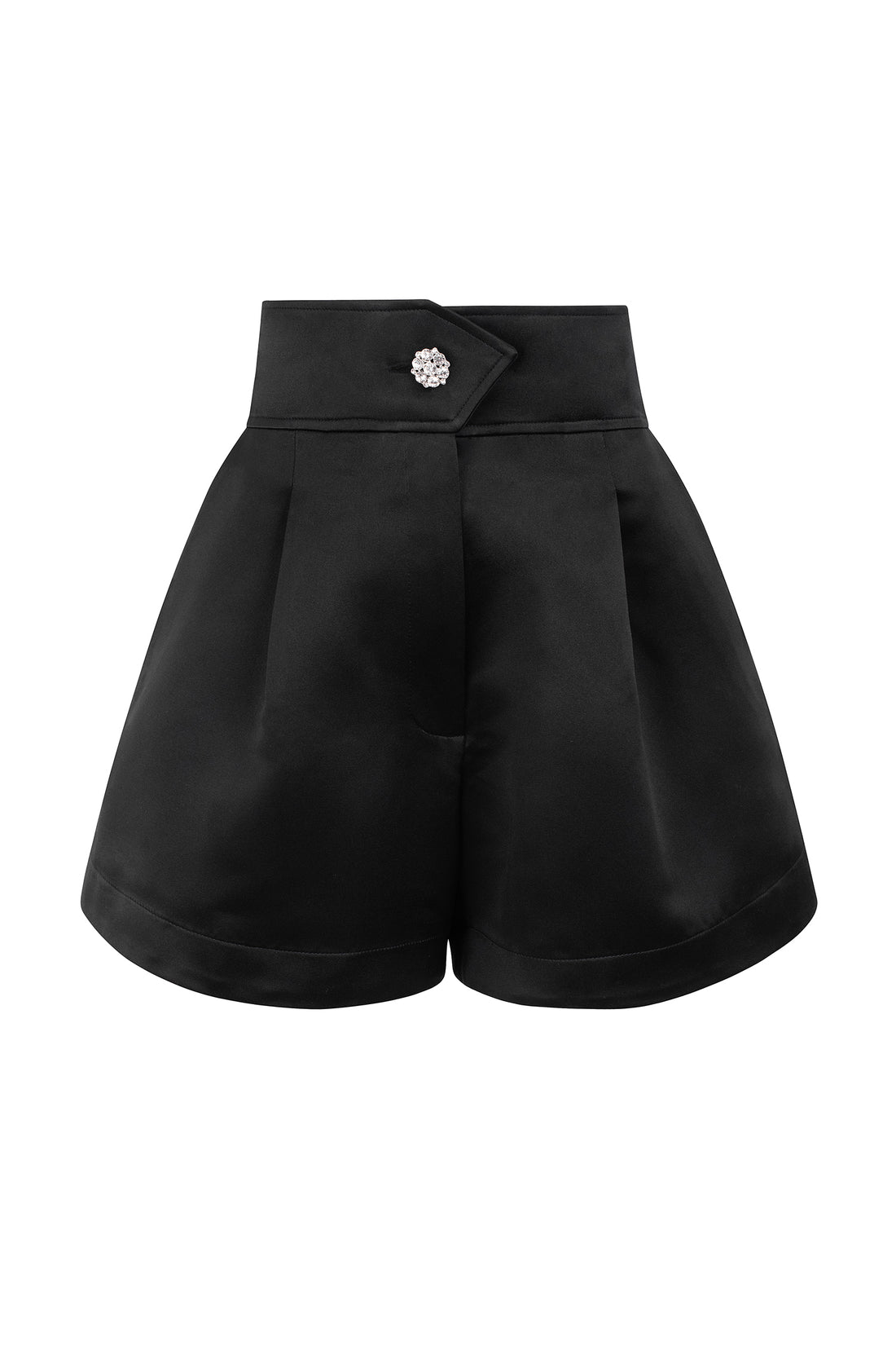 Structured Shorts with Jewel Button
