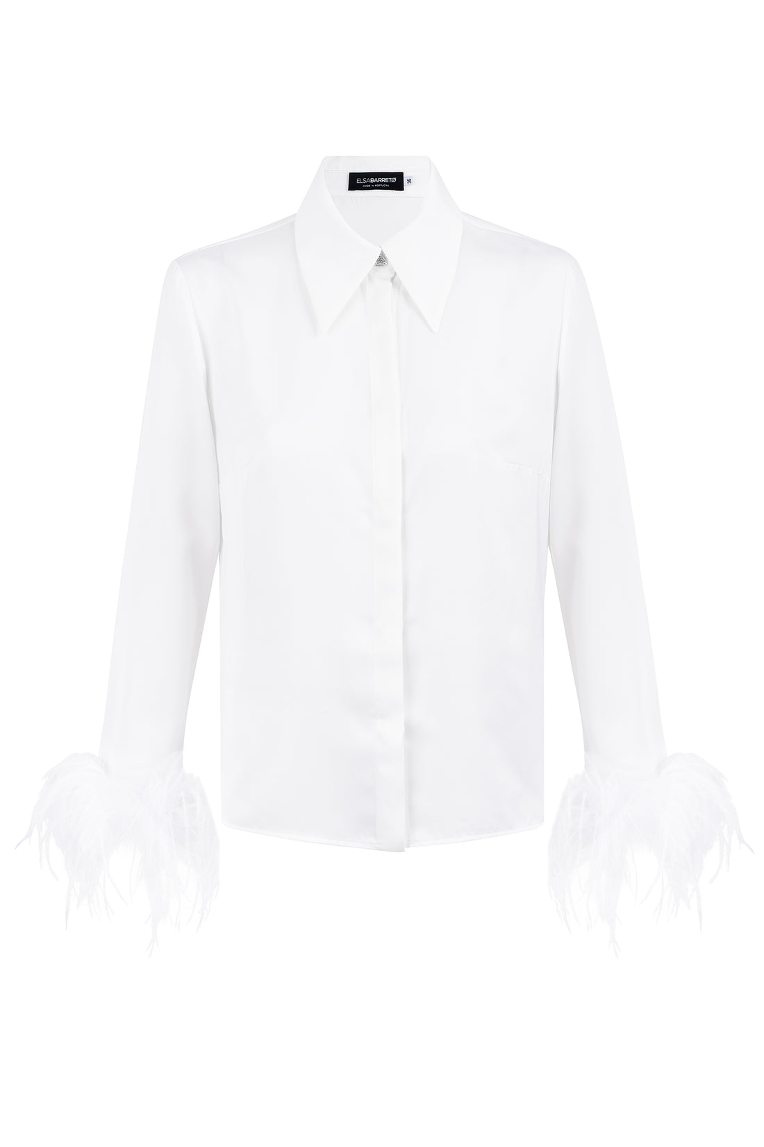 Feathered Shirt with Jewel Button