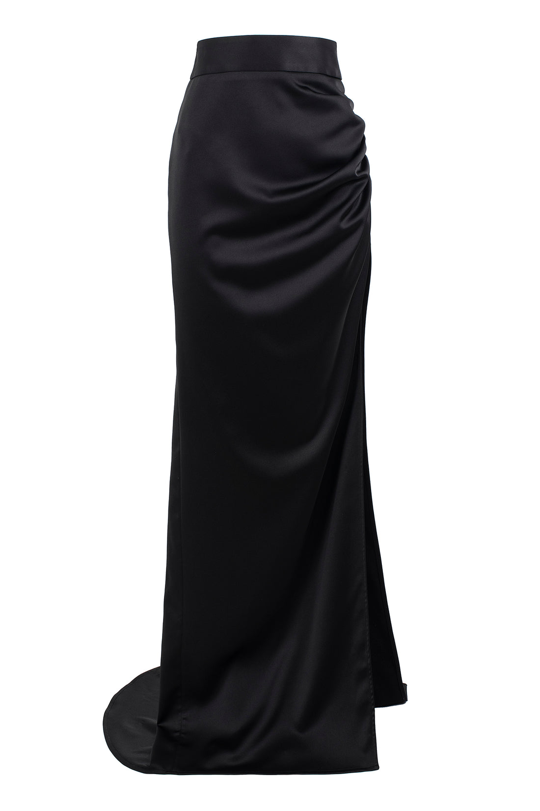 Satin Drape-Detail Maxi Skirt