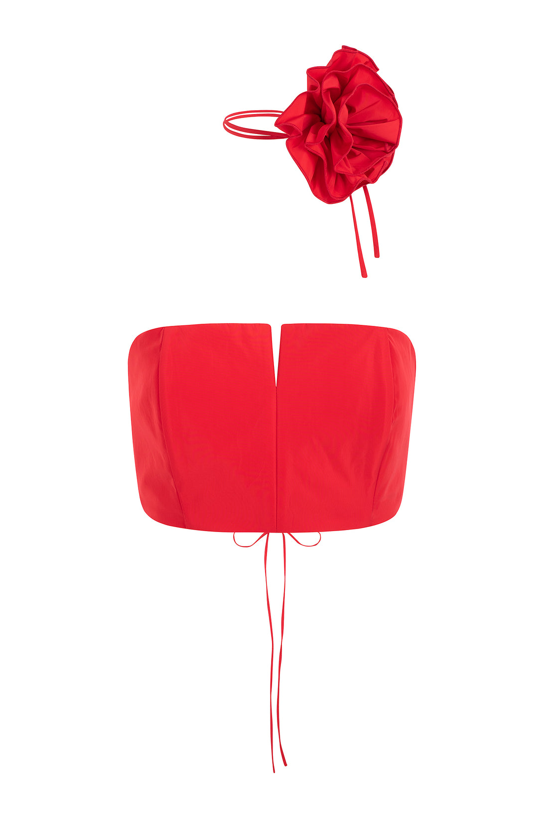 Tafeta Bandeau Crop Top with Flower