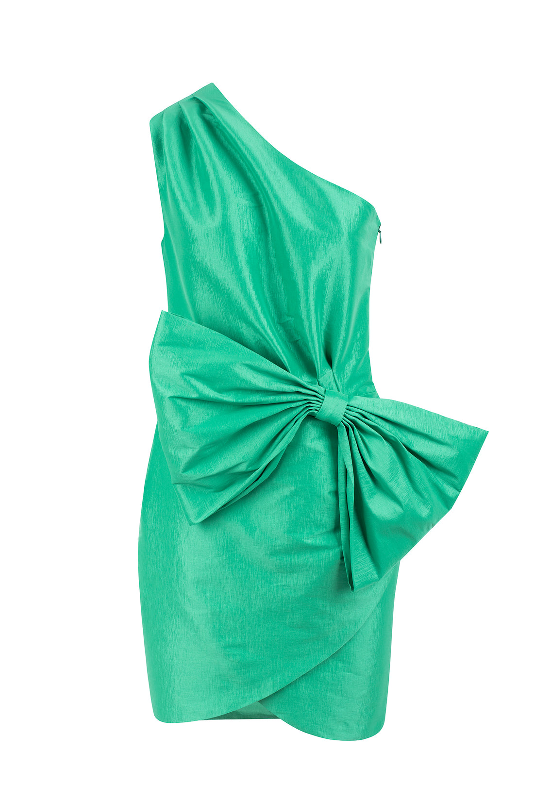 One-Shoulder Taffeta Dress with Dramatic Bow