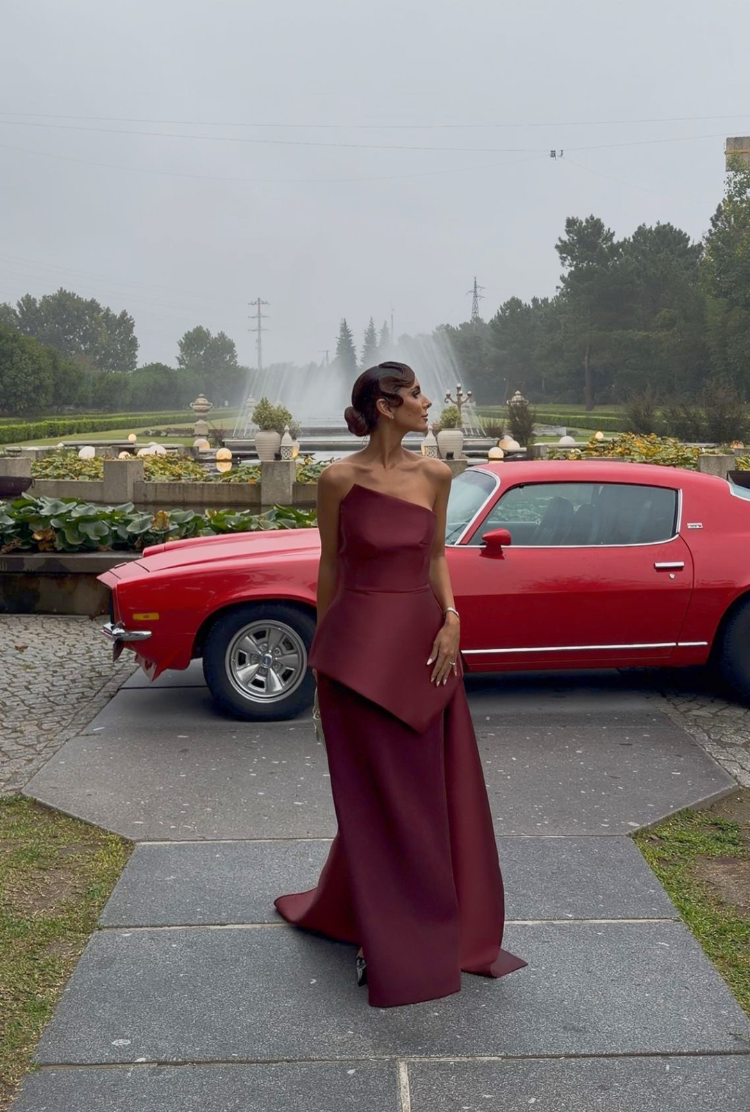 Asymmetric Mikado Corset Long Dress