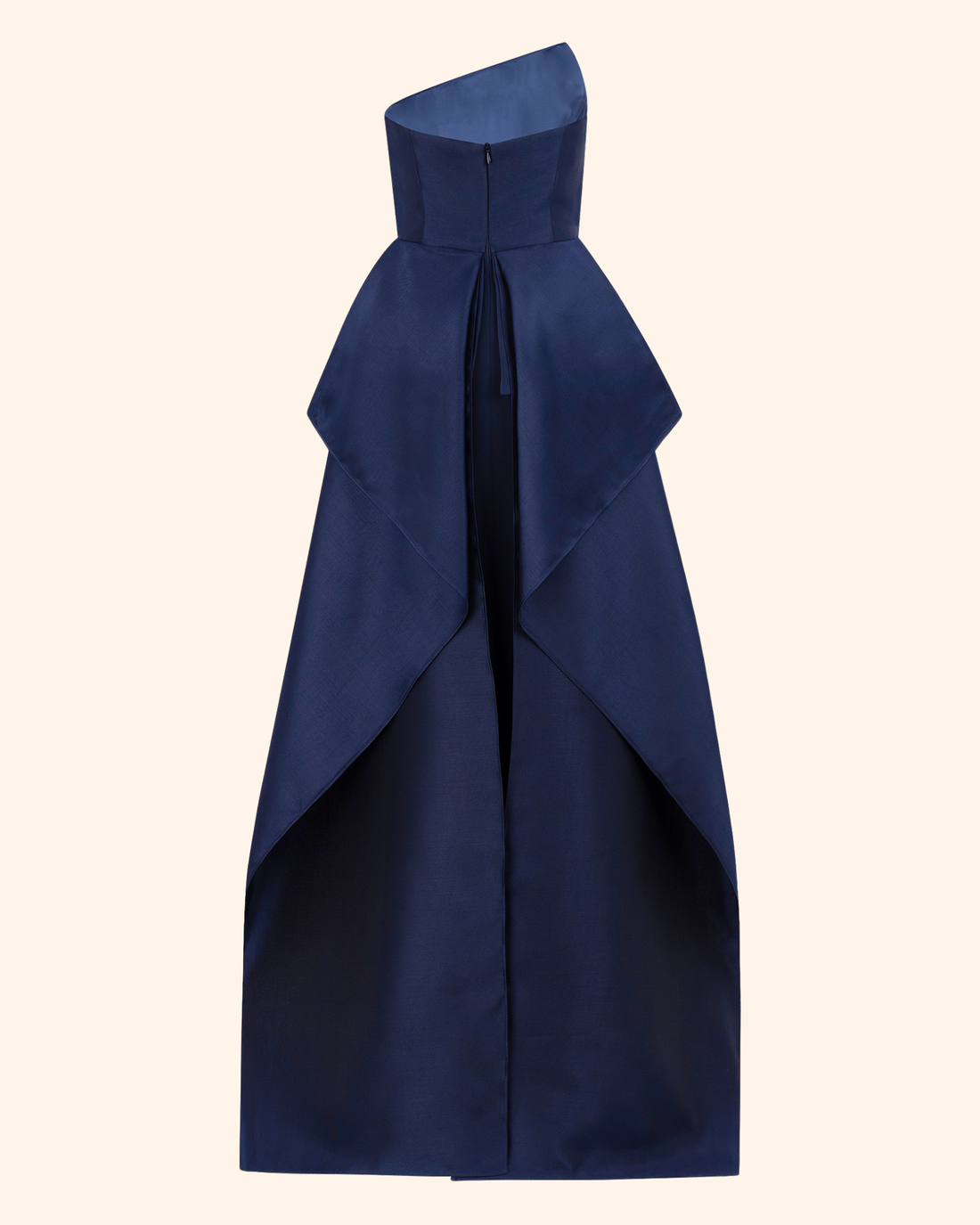 Asymmetric Navy Blue Mikado Corset Long Dress