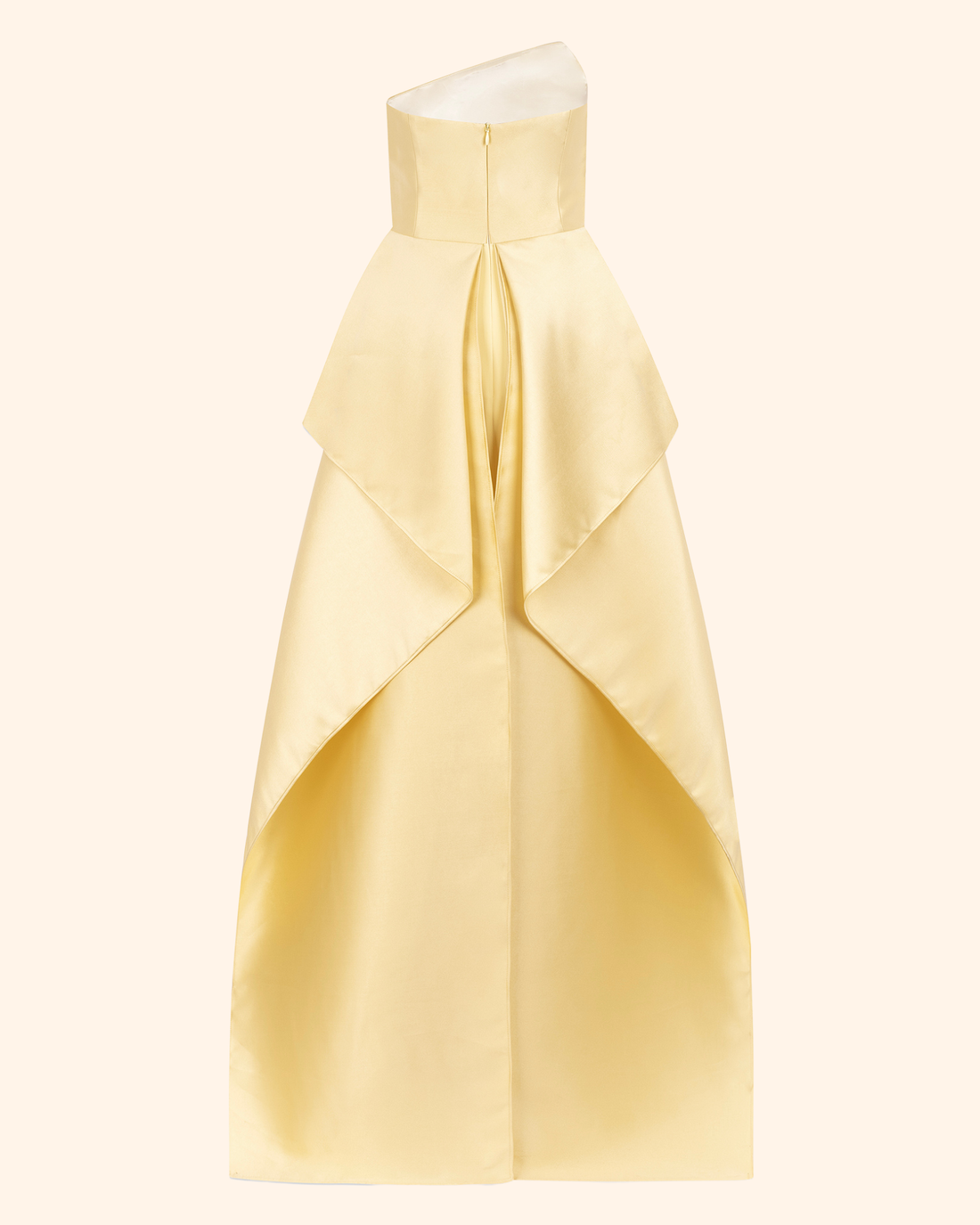 Asymmetric Butter Yellow Mikado Corset Long Dress