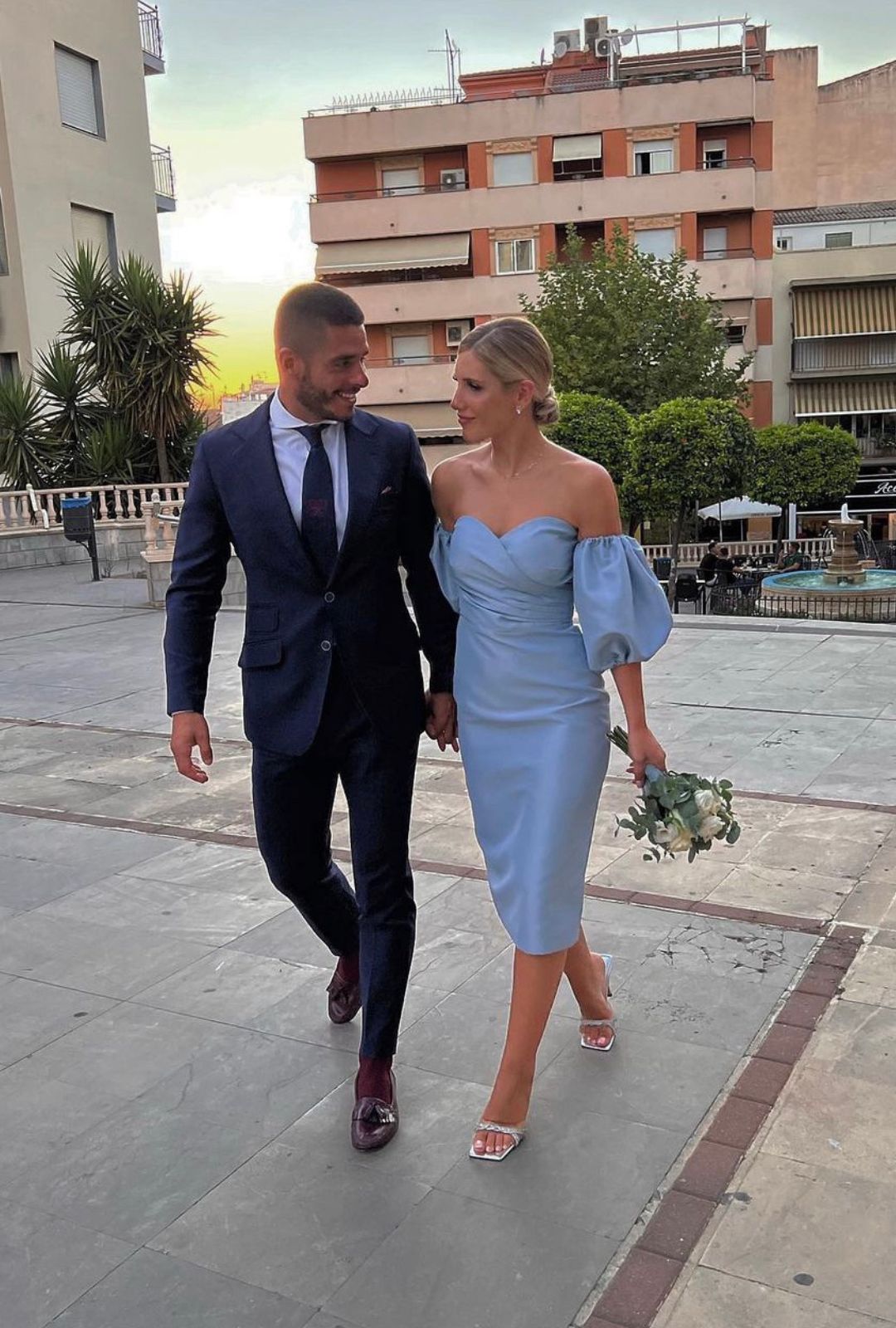 Midi Dress with Removable Puffy Sleeves