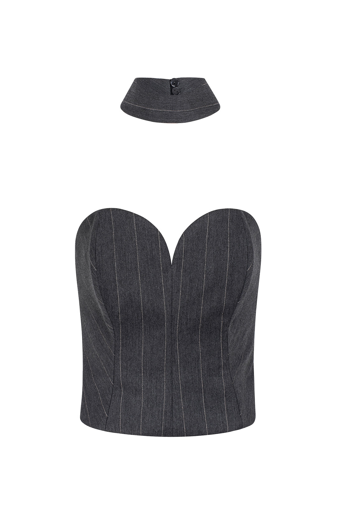 Pinstripe Corset with Removable Collar and Lurex Shine