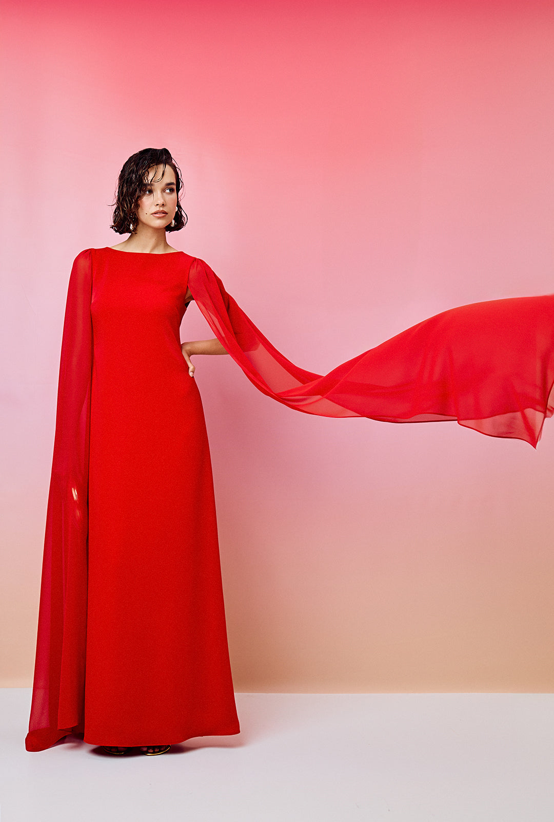 Long Dress with Flowing Sleeves