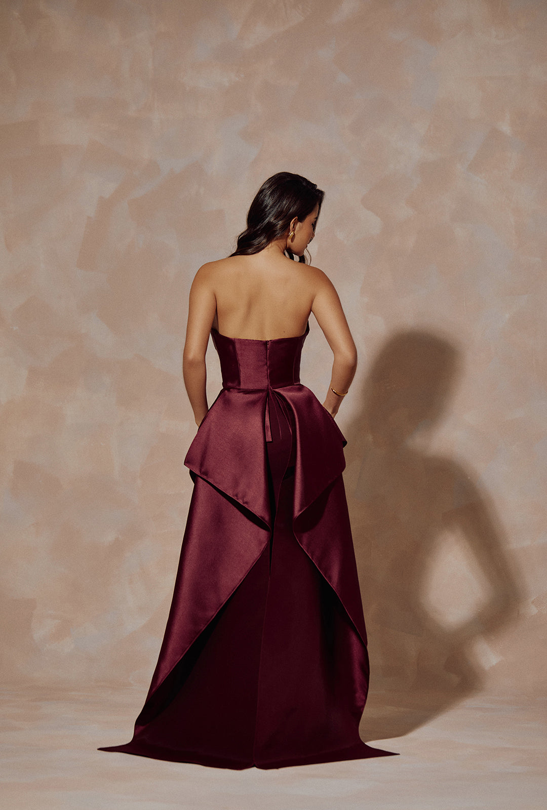 Asymmetric Mikado Corset Long Dress