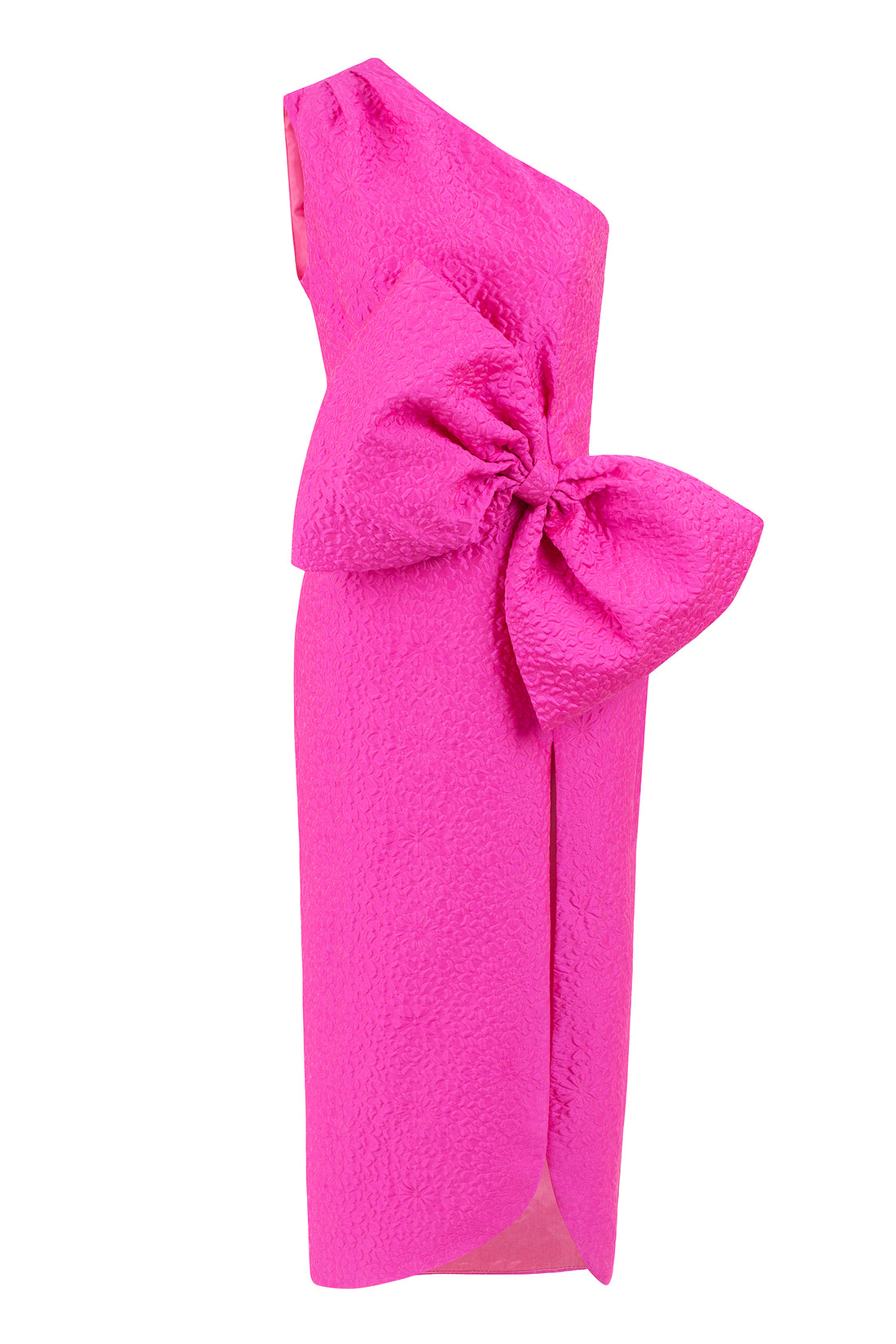 One-Shoulder Midi Dress with Oversized Bow